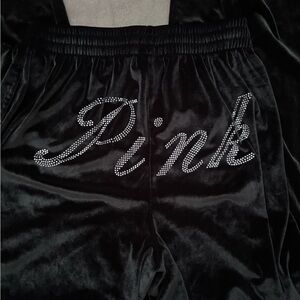 PINK Victoria's Secret Black Velour Pants